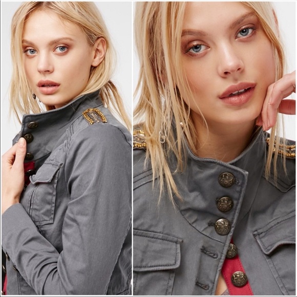 🆕Free People>Faded army utility jacket with bead detail NWOT. - Picture 3 of 10